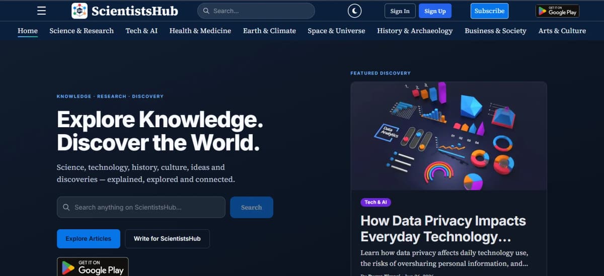 ScientistsHub.com - Full-Stack Science Communication Platform
